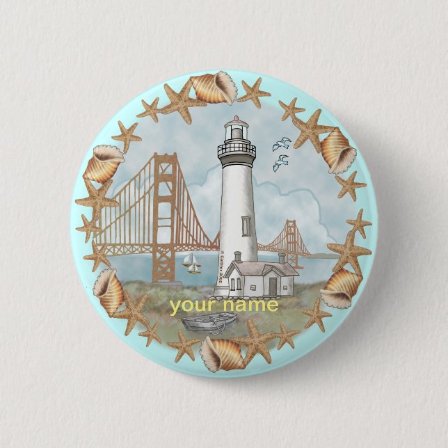 California Shells Lighthouse  6 Cm Round Badge (Front)