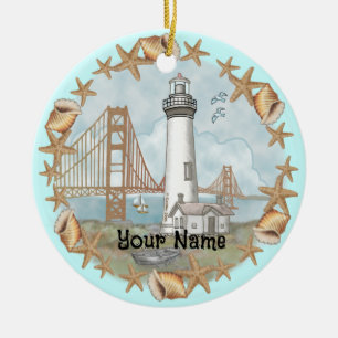 California Shells Lighthouse Ornament