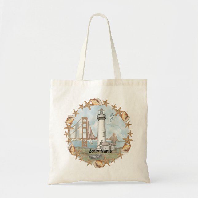 California Shells Lighthouse  Tote Bag (Front)