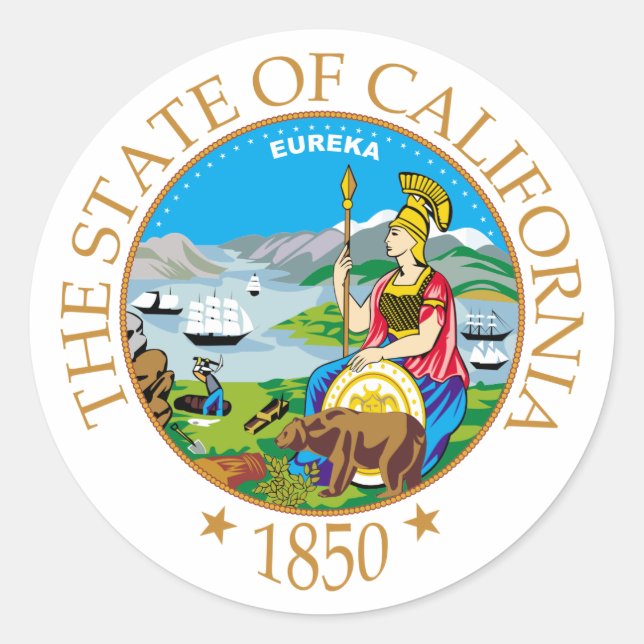 California sign classic round sticker (Front)