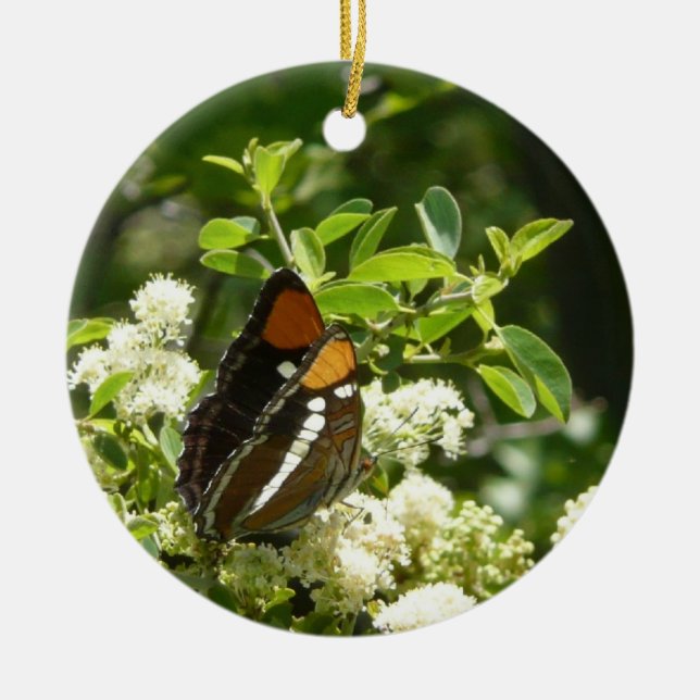 California Sister Butterfly in Yosemite Ceramic Tree Decoration (Front)