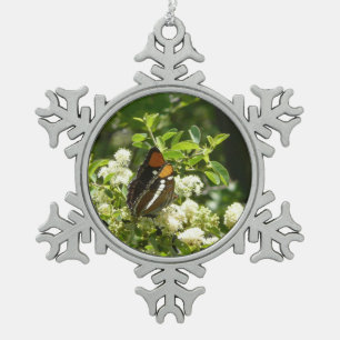 California Sister Butterfly in Yosemite Snowflake Pewter Christmas Ornament