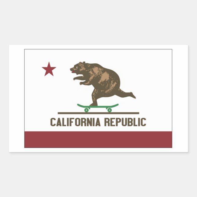 California Skateboard Bear Rectangular Sticker (Front)