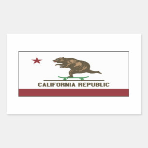 California Skateboard Bear Rectangular Sticker