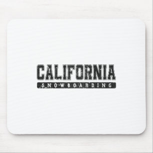 California Snowboarding Black Vintage Text Mouse Mat