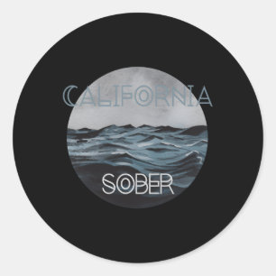 California Sober With Surf Waves Cali Sober Surf Classic Round Sticker