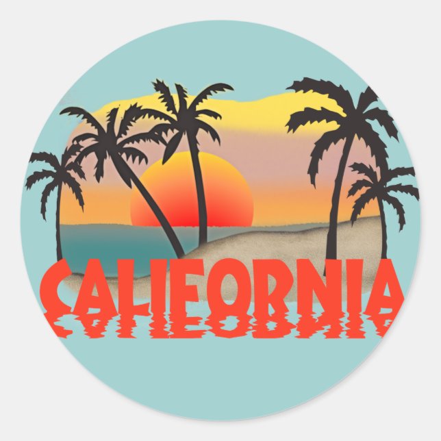 California Souvenir Classic Round Sticker (Front)