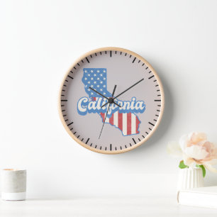 California Stars & Stripes Silhouette  Clock
