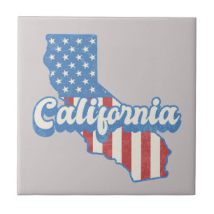 California Stars & Stripes Silhouette  Tile