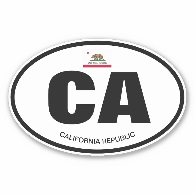 California state abbreviation oval vinyl sticker (Front)