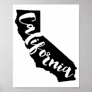 California state Art Print with modern brush font