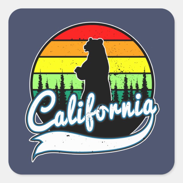 California State Bear Square Sticker (Front)