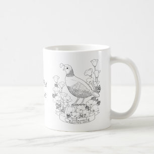 California State Bird and Flower Colouring Page Coffee Mug