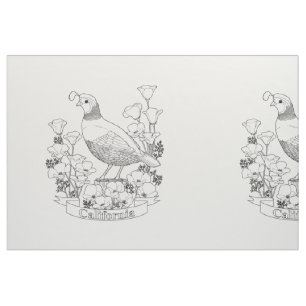California State Bird and Flower Colouring Page Fabric