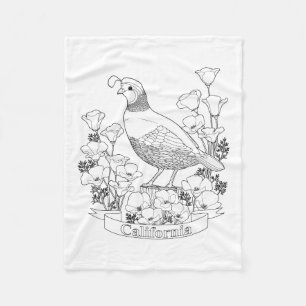 California State Bird and Flower Colouring Page Fleece Blanket