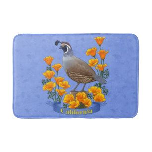 California State Bird Quail & Golden Poppy Bath Mat