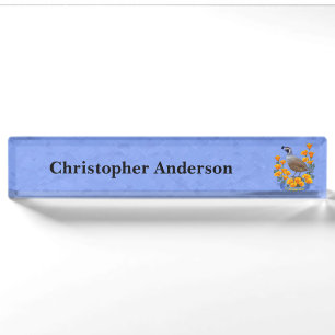 California State Bird Quail & Golden Poppy Nameplate