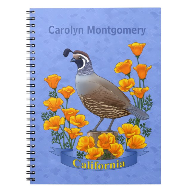 California State Bird Quail & Golden Poppy Notebook (Front)