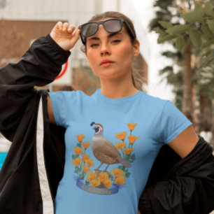 California State Bird Quail & Golden Poppy T-Shirt