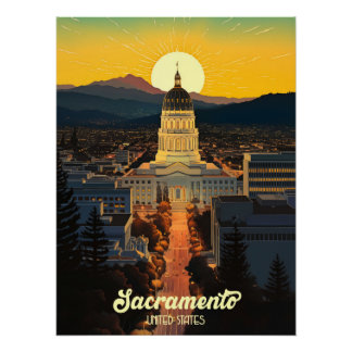 California State Capitol Sacramento Travel Poster