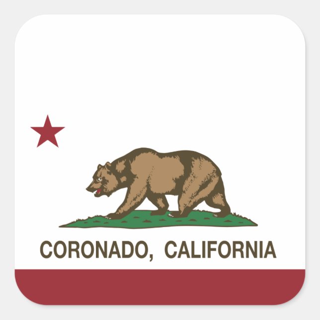 California State Flag Coronado Square Sticker (Front)