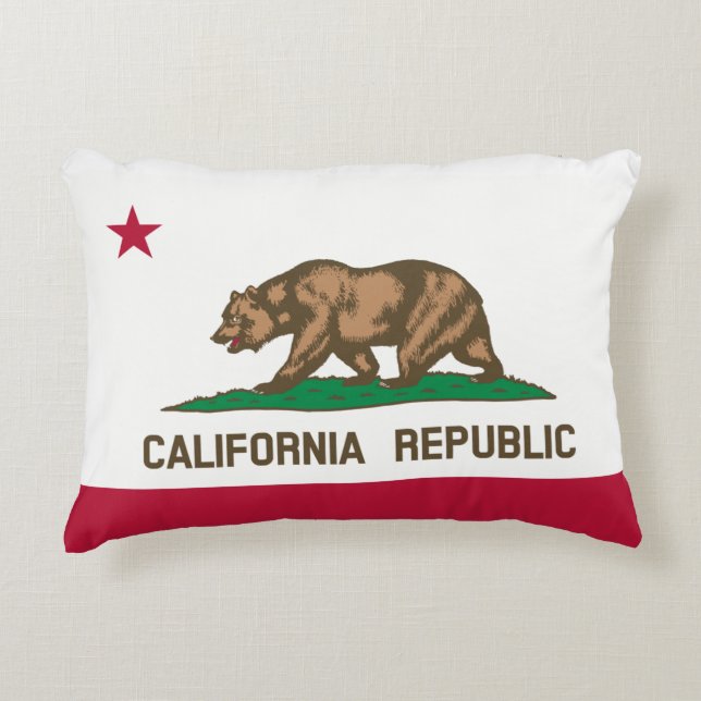 California State Flag Grizzly Bear Decorative Cushion (Front)