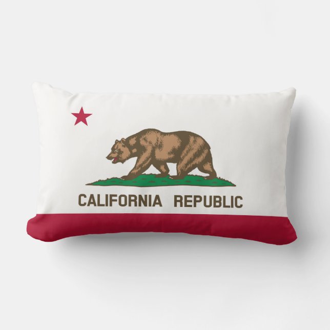 California State Flag Grizzly Bear Lumbar Cushion (Front)