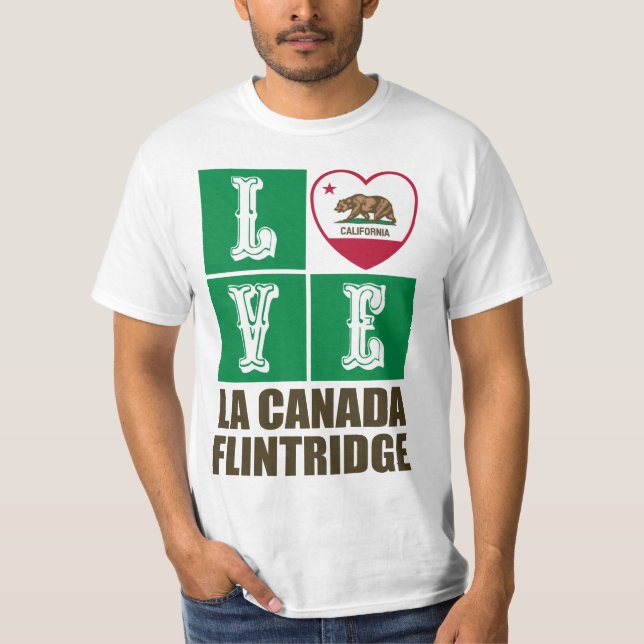 California State Flag Heart La Canada Flintridge T-Shirt (Front)