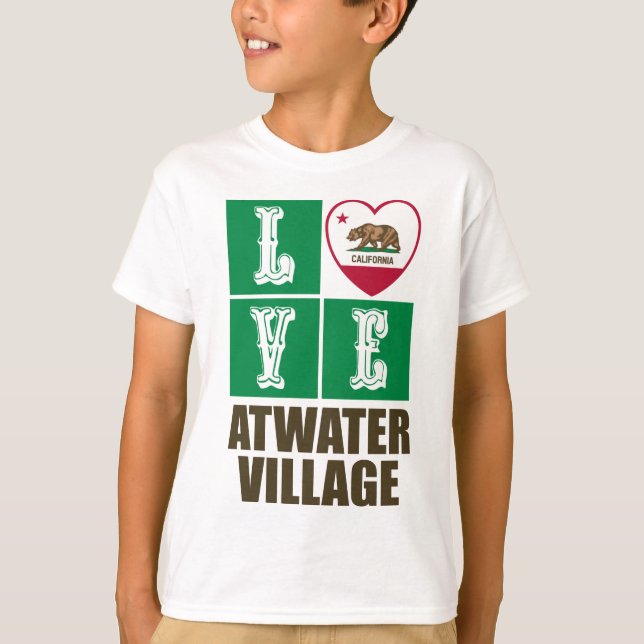 California State Flag Heart Love Atwater Village T-Shirt (Front)