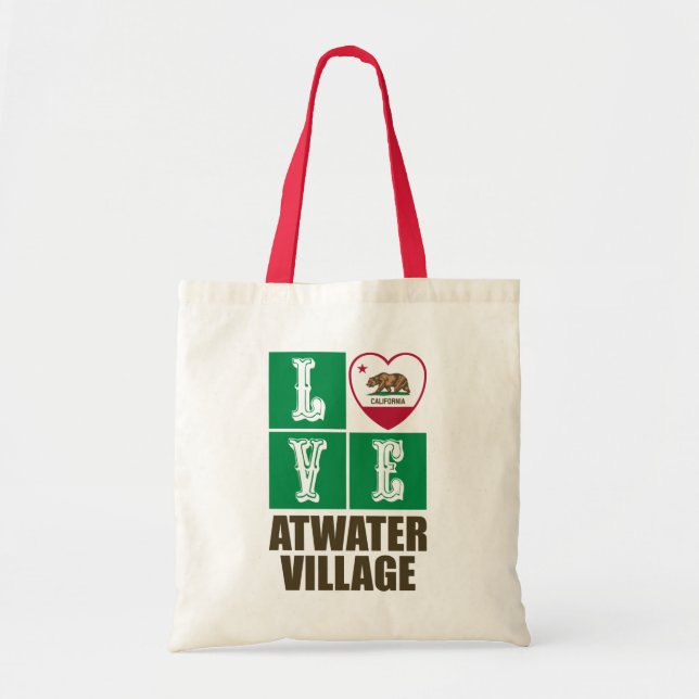 California State Flag Heart Love Atwater Village Tote Bag (Front)
