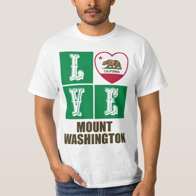 California State Flag Heart Love Mount Washington T-Shirt (Front)