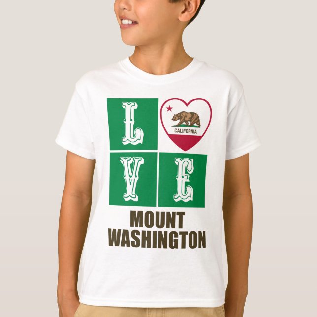 California State Flag Heart Love Mount Washington T-Shirt (Front)
