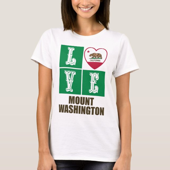 California State Flag Heart Love Mount Washington T-Shirt (Front)
