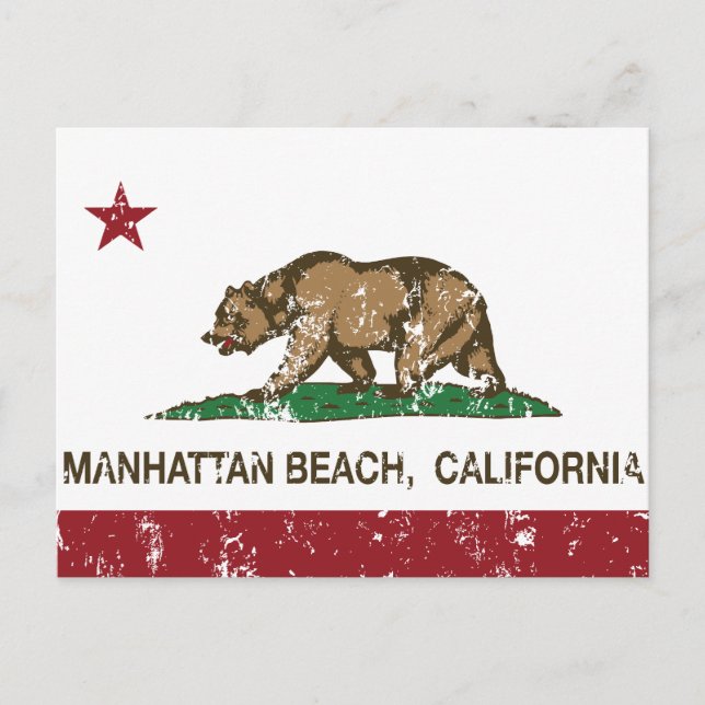 California State Flag Manhattan Beach Postcard (Front)