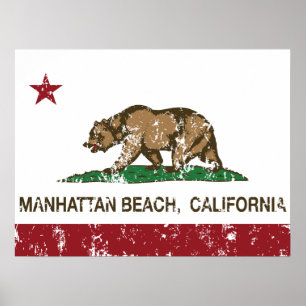 California State Flag Manhattan Beach Poster
