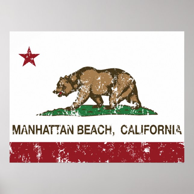 California State Flag Manhattan Beach Poster (Front)