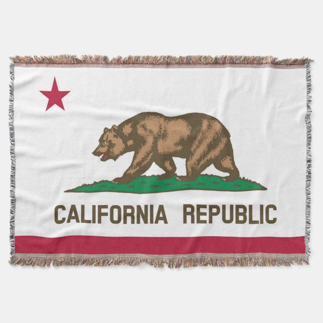 California State Flag Print Patriotic Throw Blanket (Front)