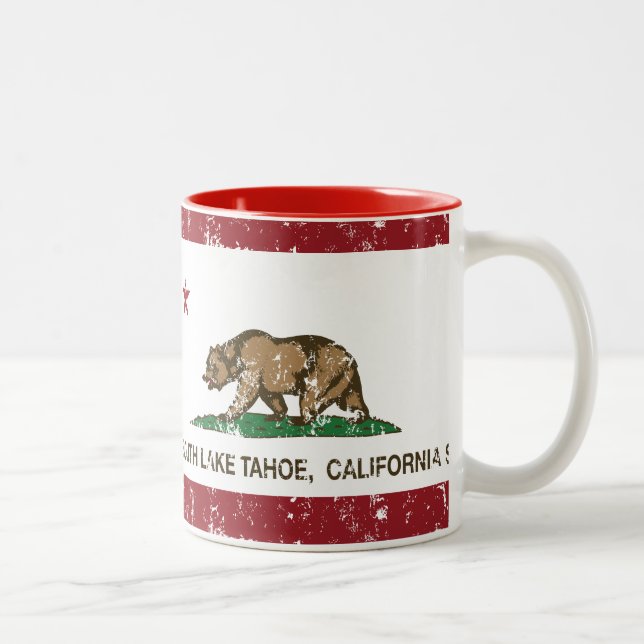 California State Flag South Lake Tahoe Two-Tone Coffee Mug (Right)
