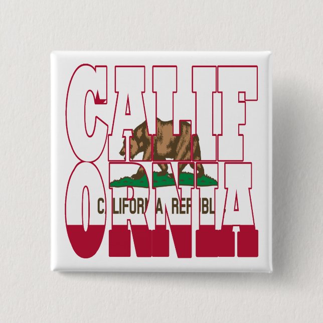 California state flag text 15 cm square badge (Front)