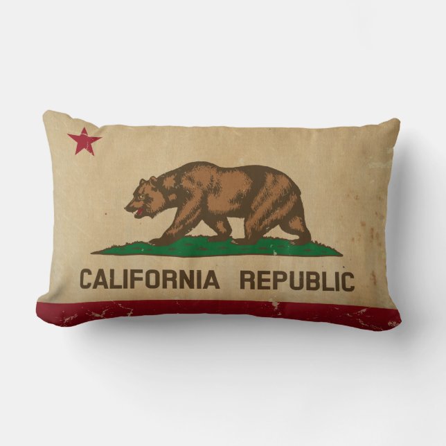 California State Flag VINTAGE Lumbar Cushion (Front)