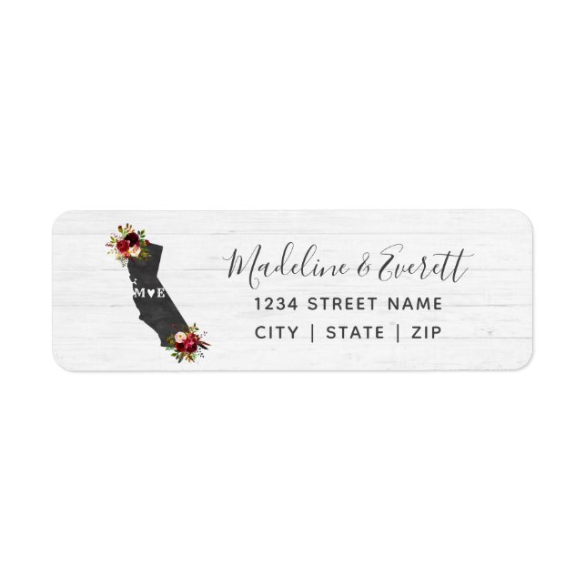 California State Floral Wedding Return Address (Front)