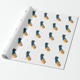 California State Flower Poppy Silhouette Floral Wrapping Paper