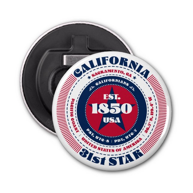 California State Information Circle Bottle Opener (Front)