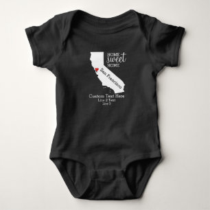 California State Love Home Sweet Home Custom Map Baby Bodysuit