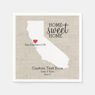 California State Love Home Sweet Home Custom Map Napkin
