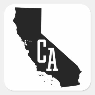 California State Map CA Abbreviation Stickers