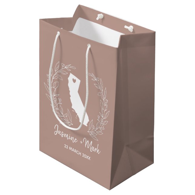 California state map  destination wedding favours  medium gift bag (Front Angled)