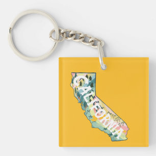 California State Map Illustration Key Ring