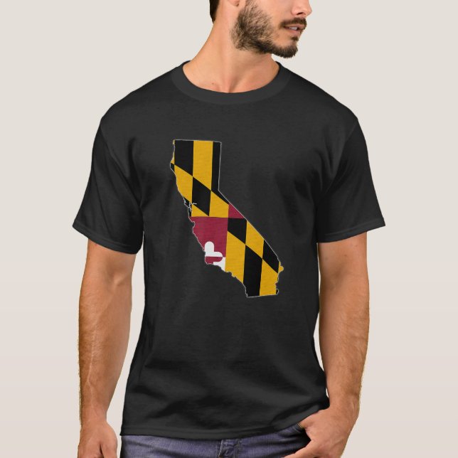 CALIFORNIA STATE MAP MARYLAND MD Flag Roots Men Wo T-Shirt (Front)