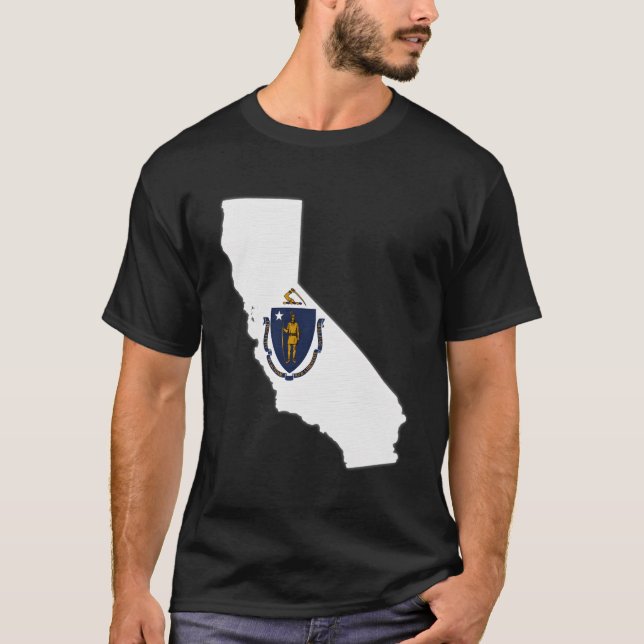 California State Map Massachusetts Ma Flag Roots M T-Shirt (Front)